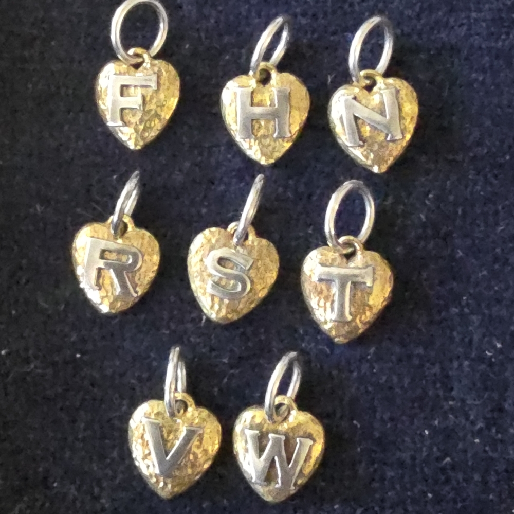 Gold Heart Initial Charms